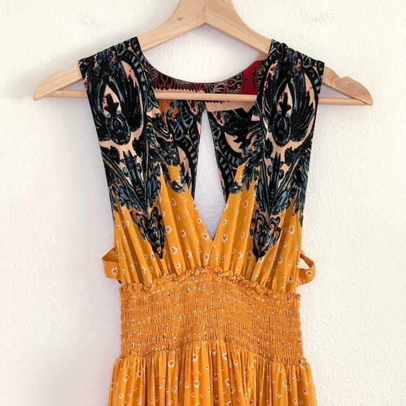 Free People Walking Through My Dreams Smocked Cutout Boho Mini Dress XS - Picture 9 of 16